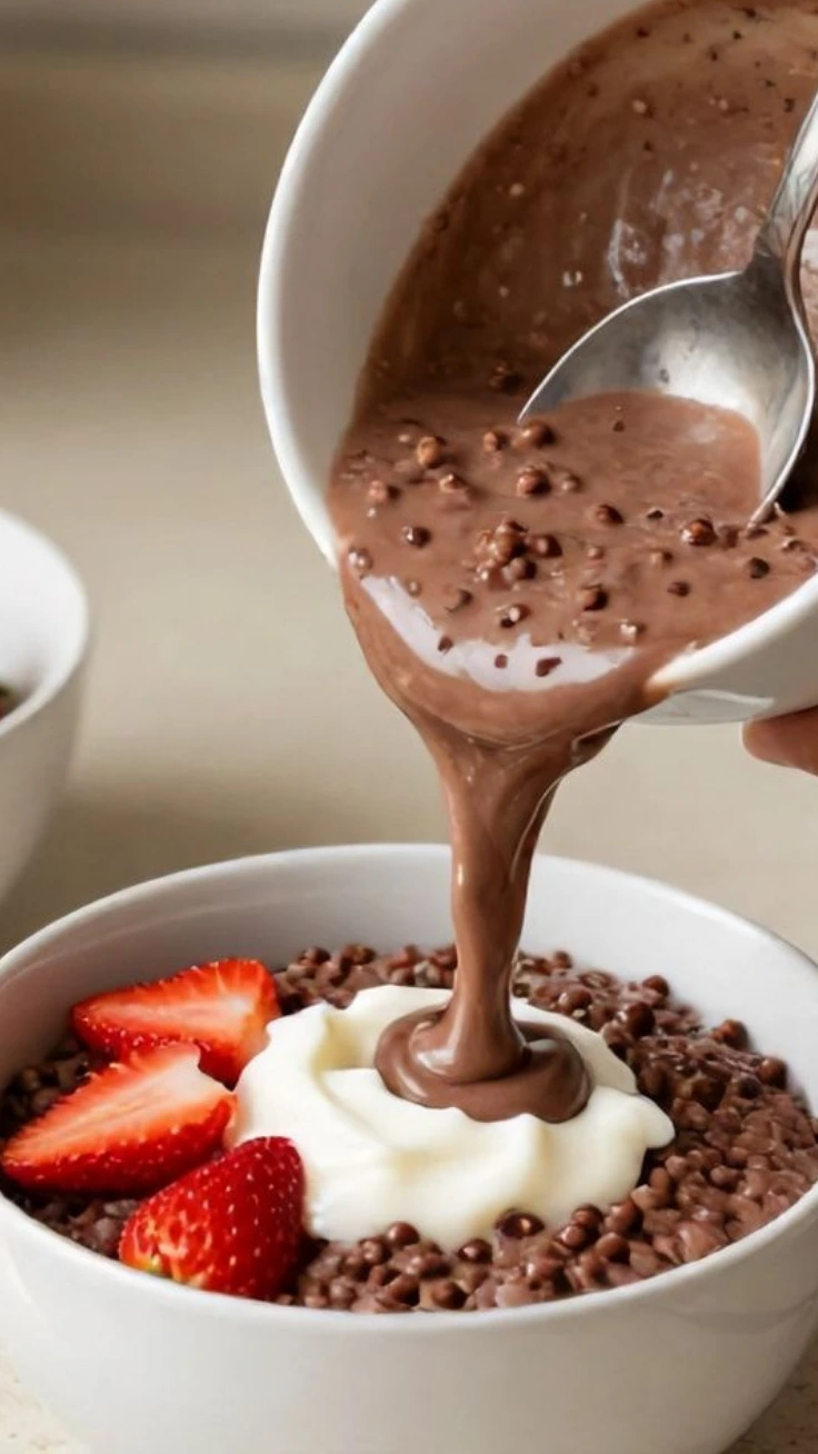 Healthy chocolate millet breakfast porridge in a bowl