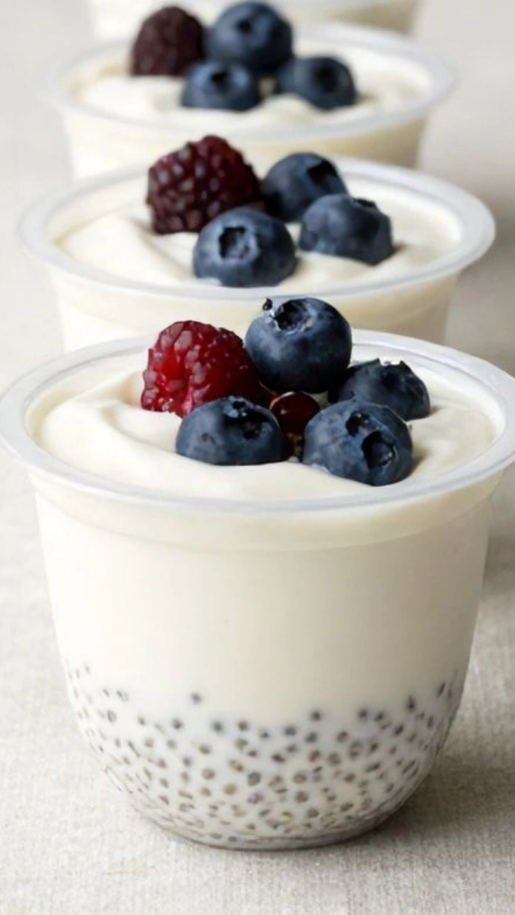 High protein coconut yogurt snack cups in jars