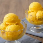 close up creamy mango sorbet texture