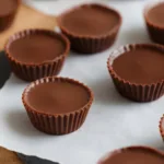 Almond Butter Cocoa Cups 2 Bite taken out of almond butter cocoa cup