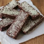 Chocolate Sesame Crunch Bars 2 chocolate sesame bars featured