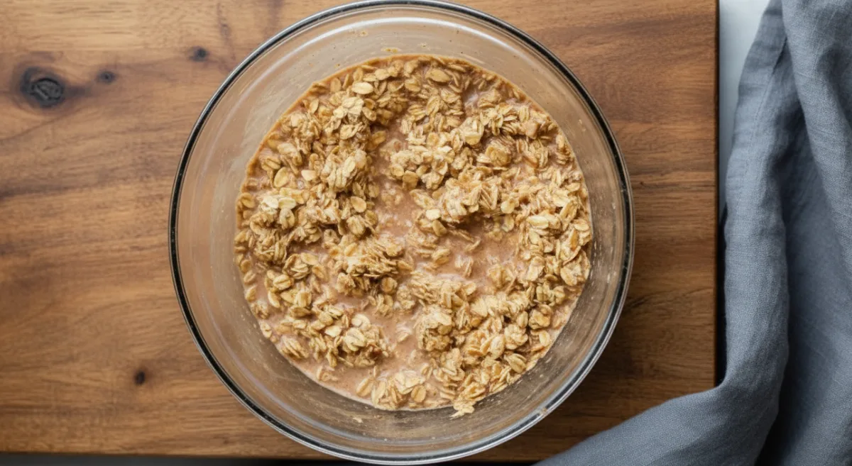 Mixing cinnamon oat batter