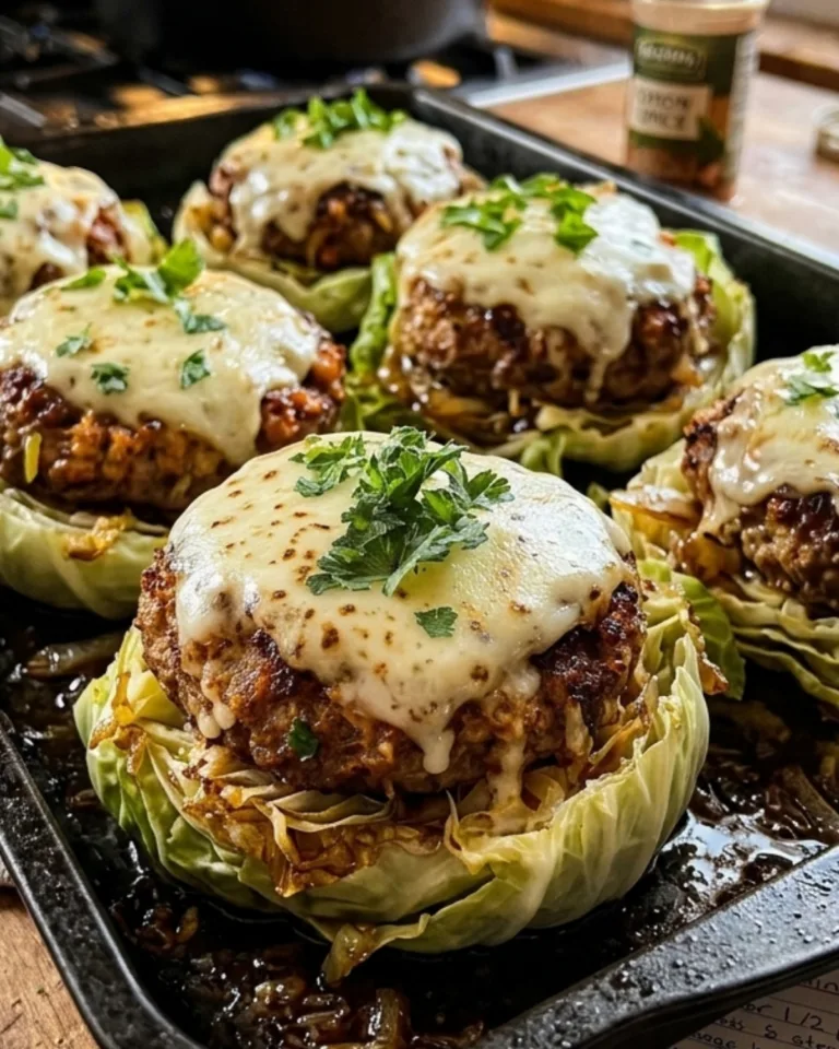 stacked cabbage burgers with dipping sauce