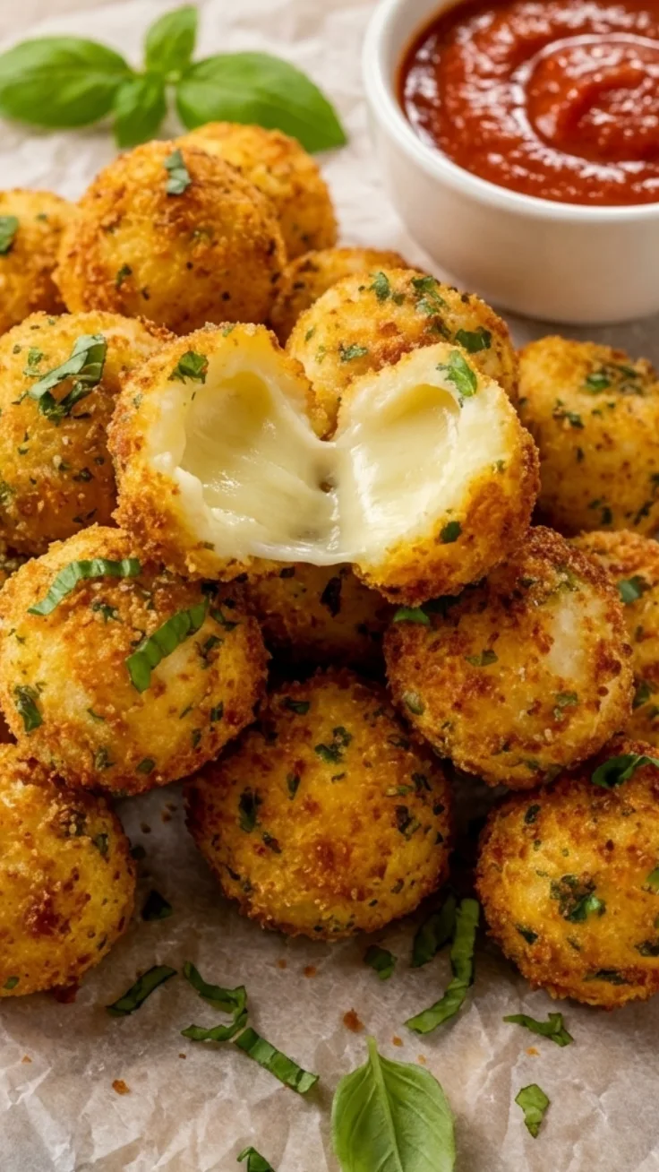Cheesy Mozzarella Bites crispy mozzarella bites with cheese pull