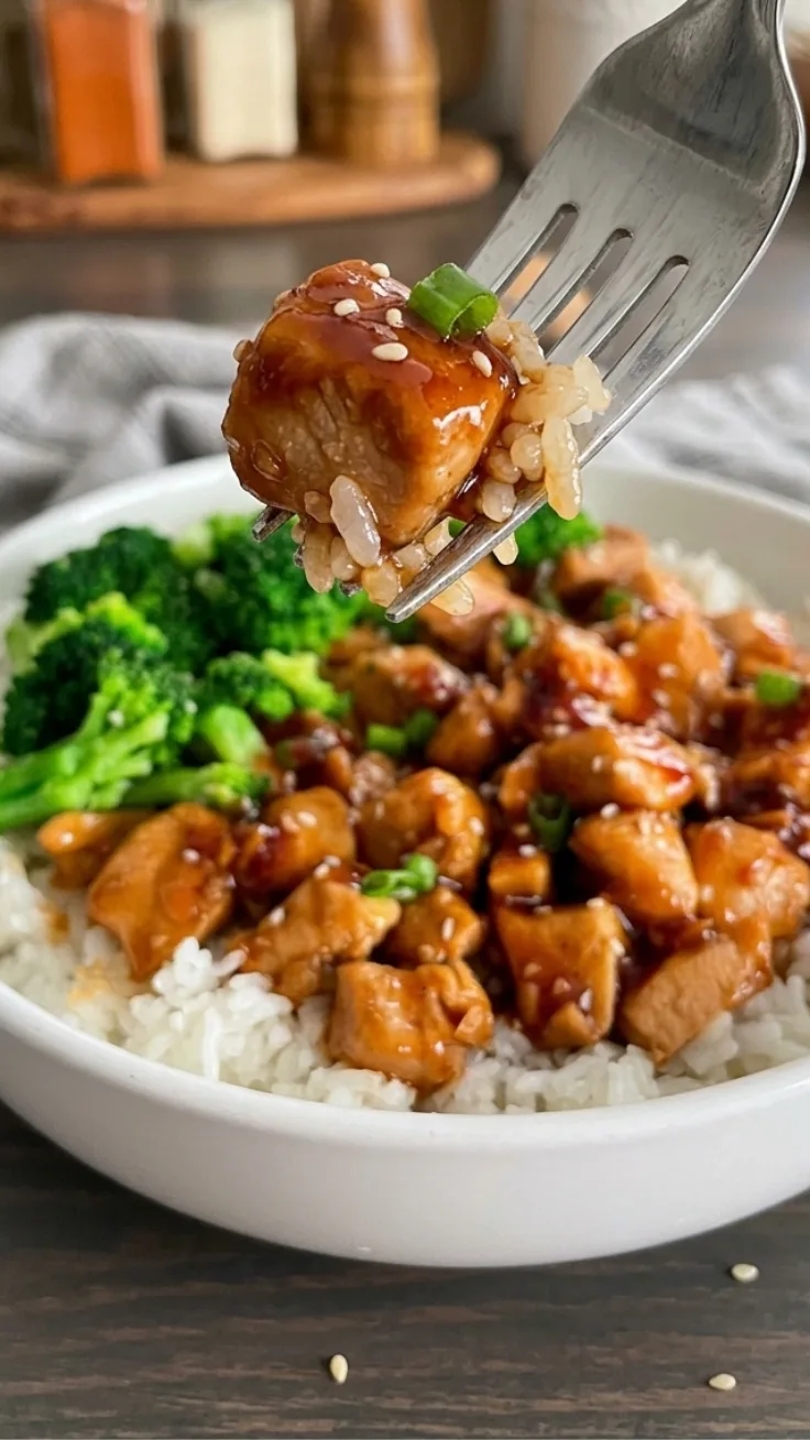 chicken teriyaki rice bowl glossy sauce