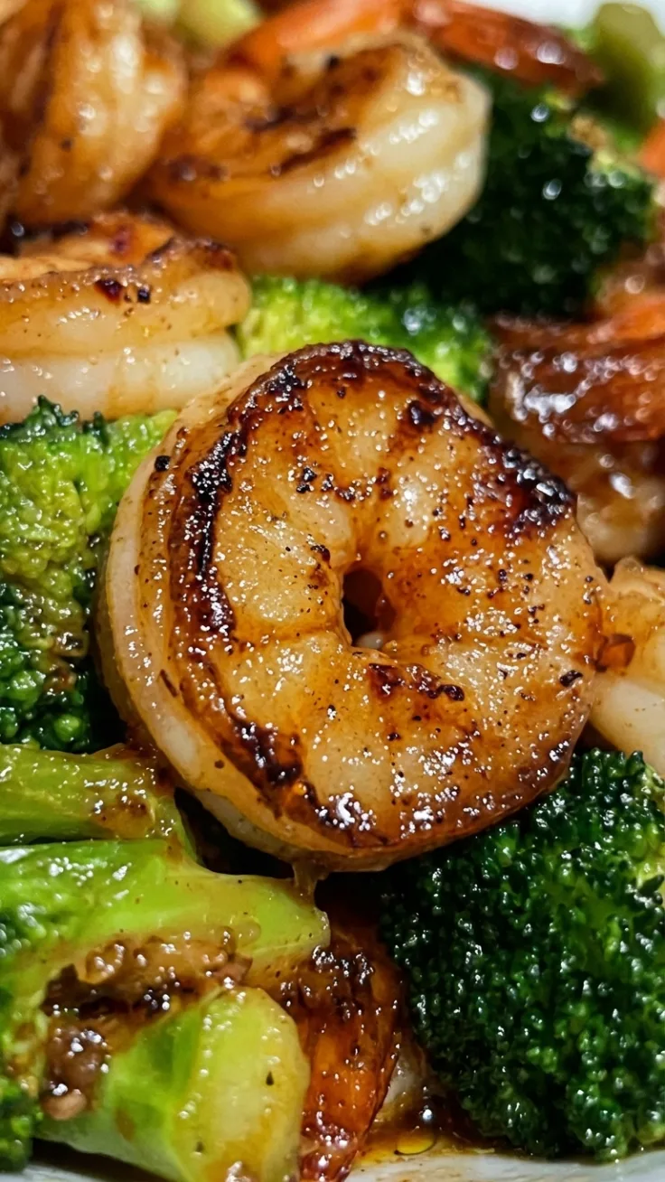 honey-garlic-shrimp-hero glossy honey garlic shrimp in skillet with sesame seeds