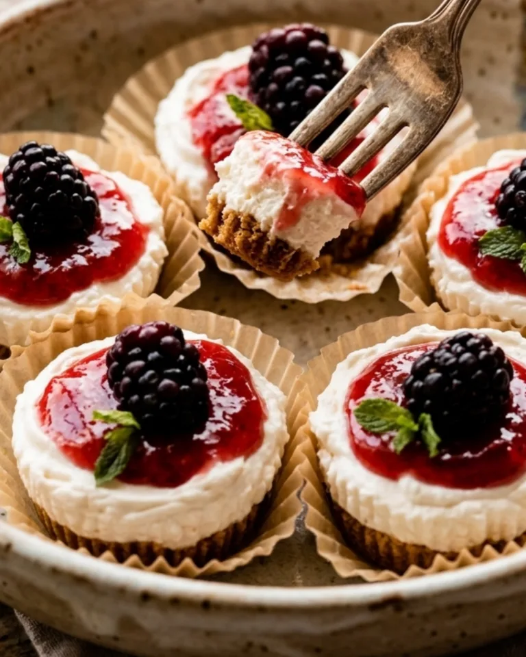 mini cheesecake bites with strawberry topping