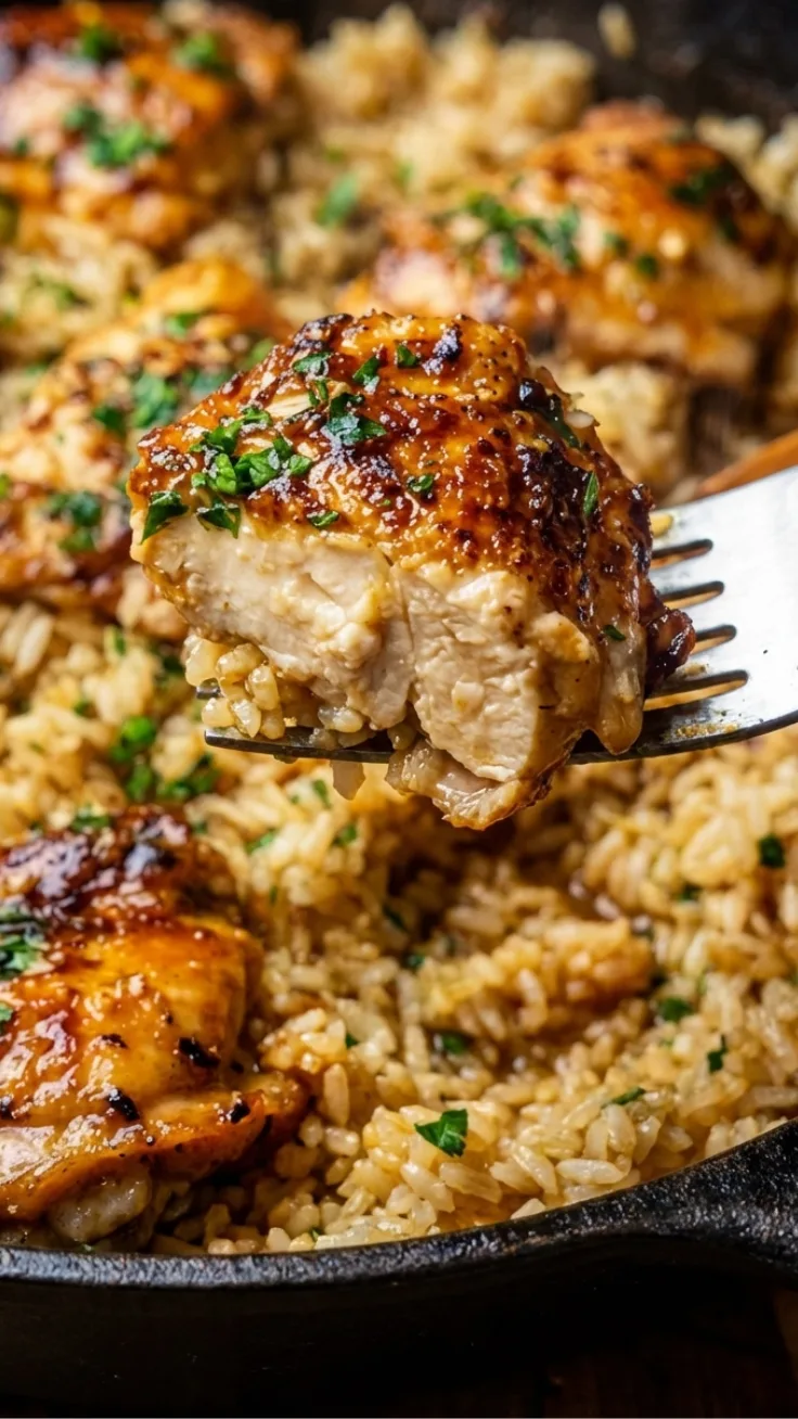 one pot garlic butter chicken and rice skillet dinner