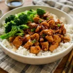 teriyaki chicken rice bowl top view