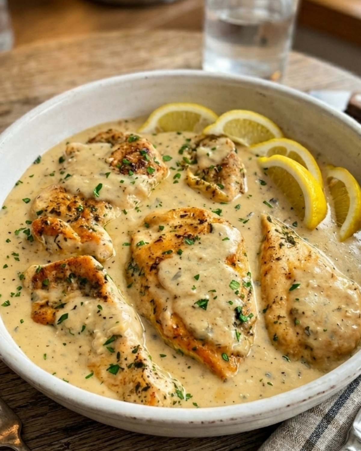 plated garlic parmesan chicken dinner