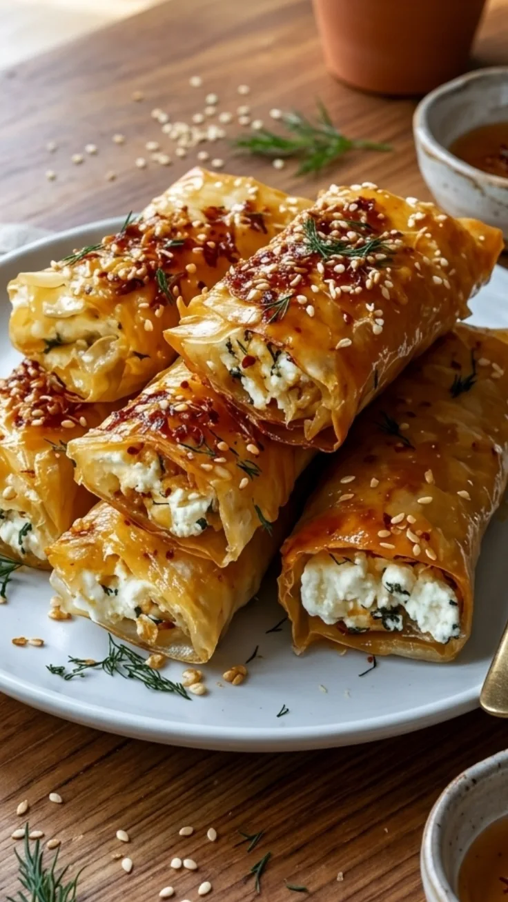 crispy chili honey feta rolls hero