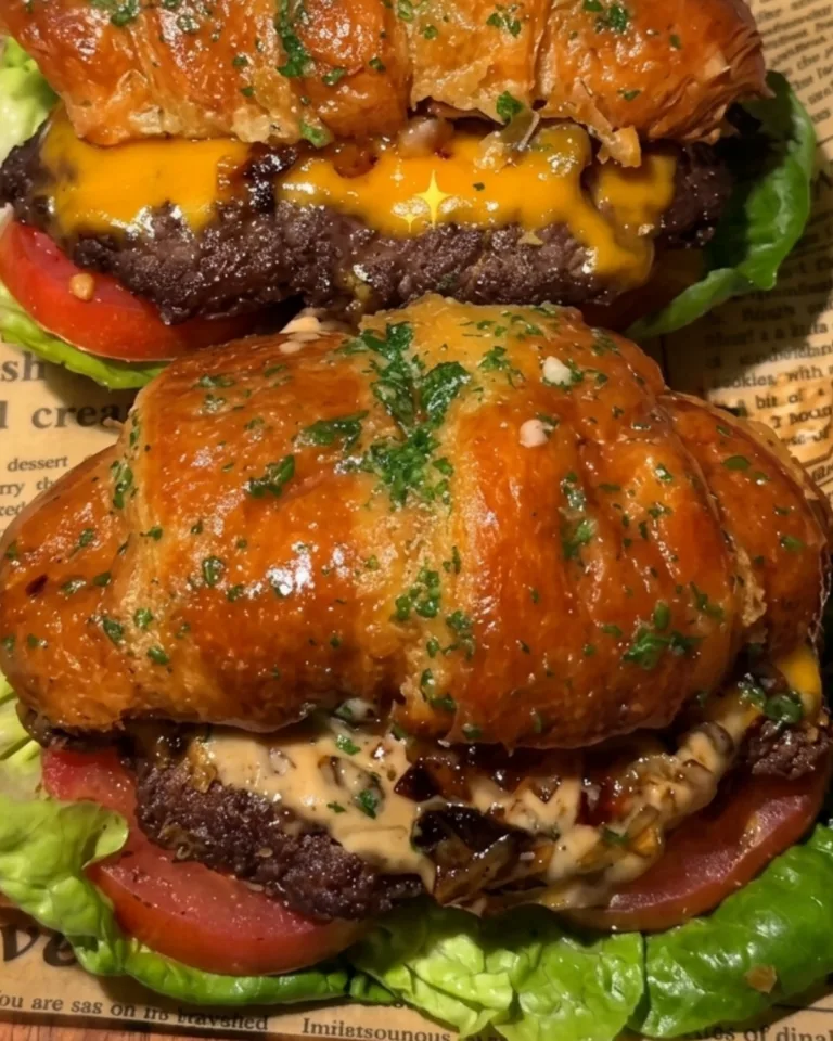 garlic butter croissant smash burgers featured