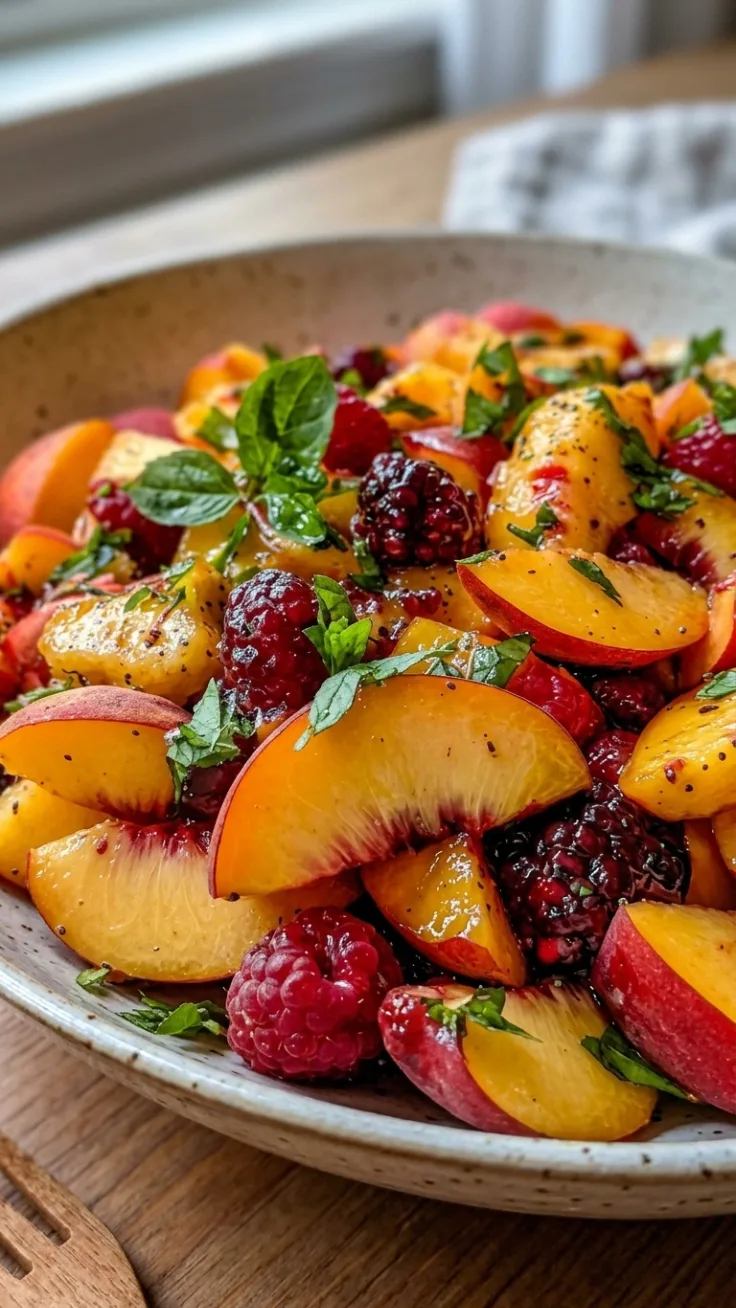 salad peaches berries hero